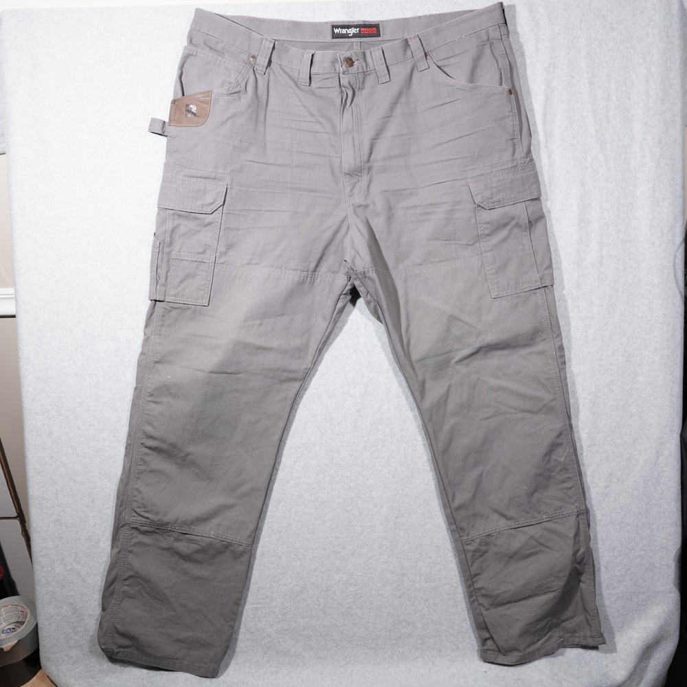 Wrangler Pants Mens 44x32 Gray RIGGS Workwear Ripstop Cargo Utility Ranger